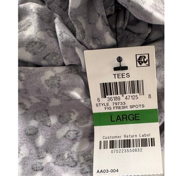 Alfani Womens Large Black White Purple Pattern Short Sleeve Rayon Top NEW - Picture 6 of 9